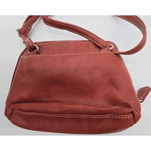 MultiSac Womens Red Faux Leather Crossbody Bag With Adjustable Strap & Interior - Picture 3 of 7